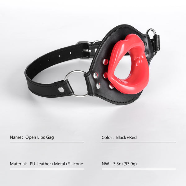 PU Leather Harness Silicone Lips Mouth Plug for Sex Adults Play
