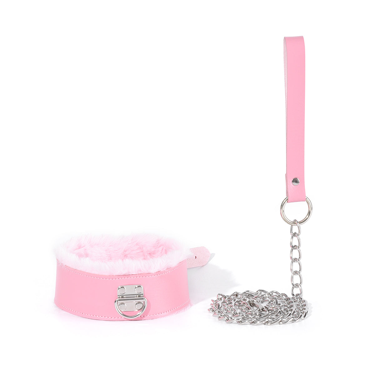 Pink Collar with Leash Furry Collar