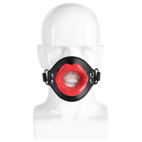 PU Leather Harness Silicone Lips Mouth Plug for Sex Adults Play