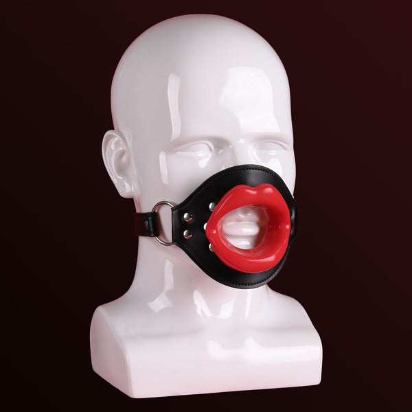 PU Leather Harness Silicone Lips Mouth Plug for Sex Adults Play