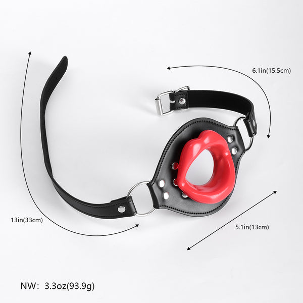 PU Leather Harness Silicone Lips Mouth Plug for Sex Adults Play