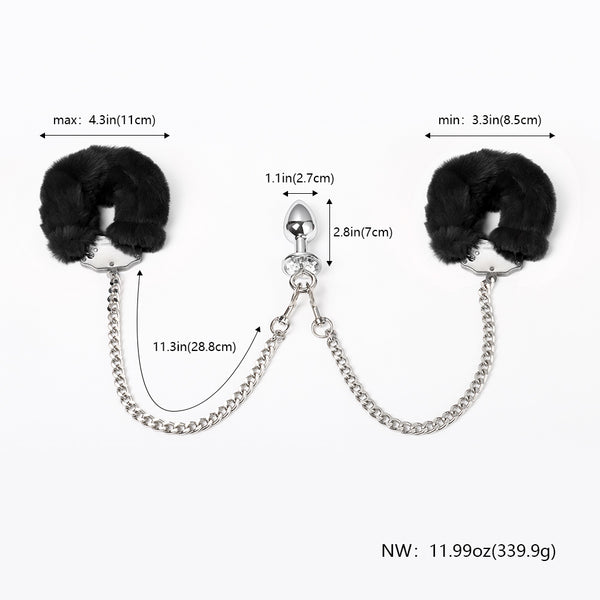 Handcuffs Anal Plug Butt Bondage Metal Restraint Toys