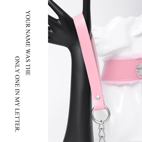 Pink Collar with Leash Furry Collar