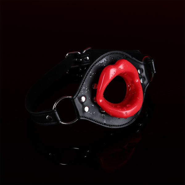 PU Leather Harness Silicone Lips Mouth Plug for Sex Adults Play