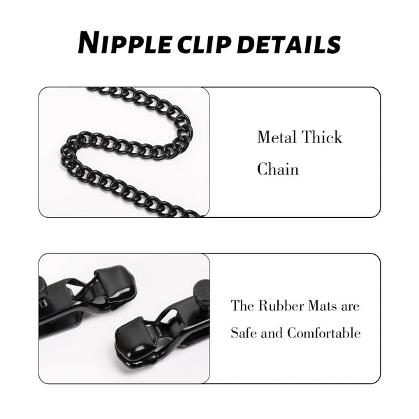 Black Metal Nipple Clamps with Thick Chain