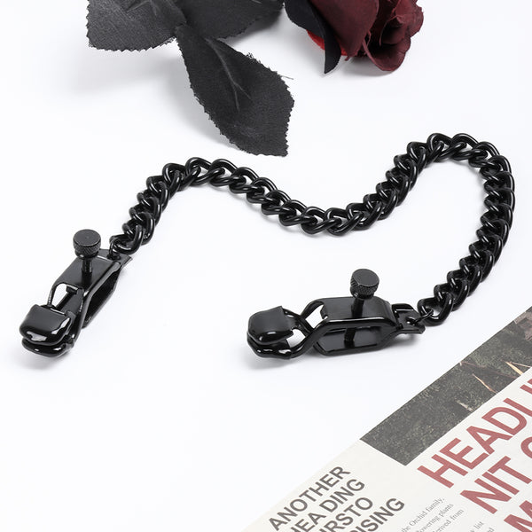 Black Metal Nipple Clamps with Thick Chain