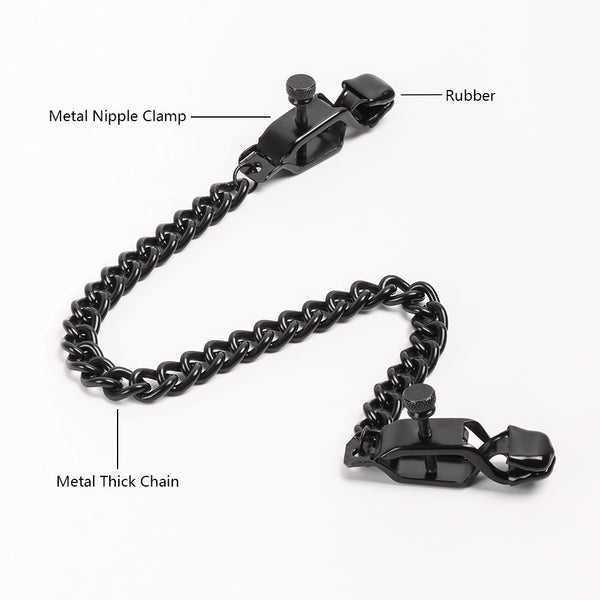 Black Metal Nipple Clamps with Thick Chain