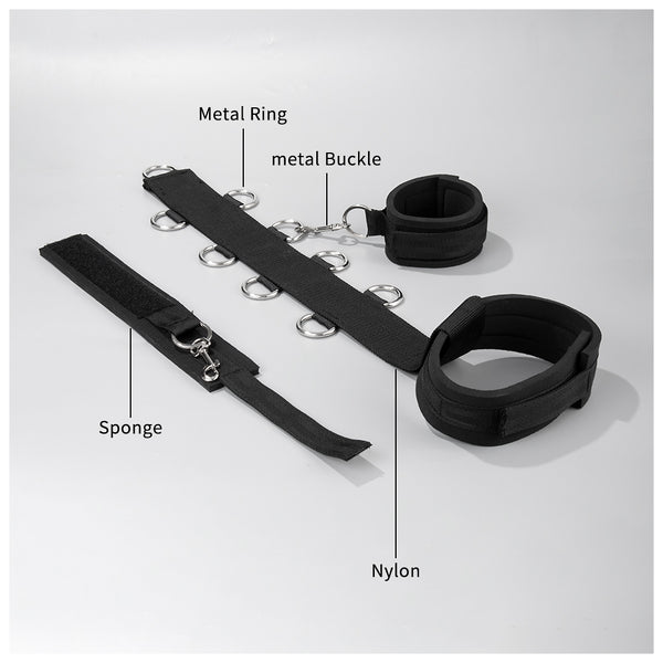 Sex Bondage Neck to Wrist Restraints Kit Black Behind Set