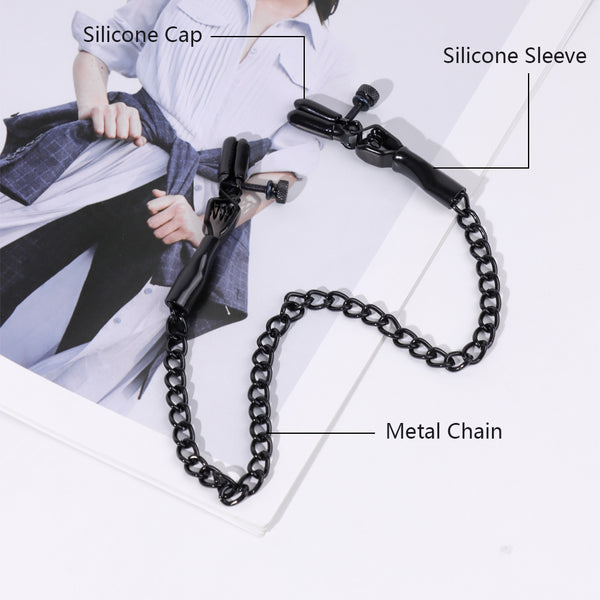 Black Metal Nipple Clamps with Chains