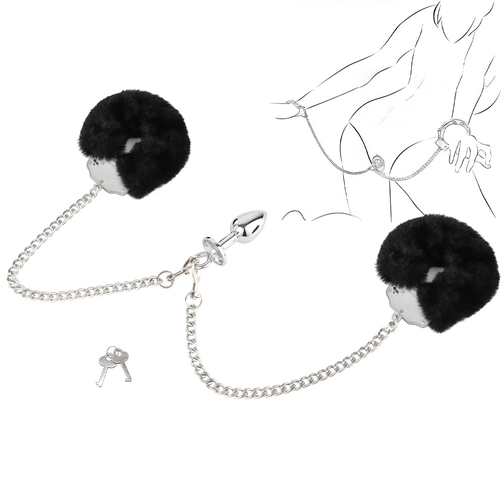 Handcuffs Anal Plug Butt Bondage Metal Restraint Toys