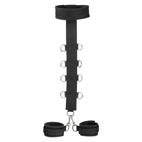 Sex Bondage Neck to Wrist Restraints Kit Black Behind Set