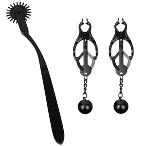Metal Pinwheel with Weighted Nipple Clamps