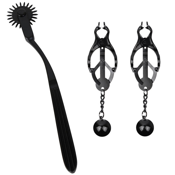 Metal Pinwheel with Weighted Nipple Clamps