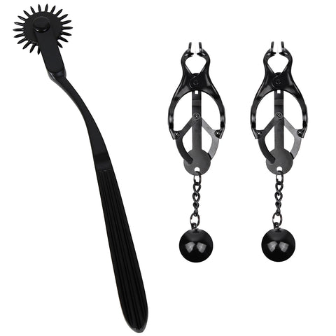 Metal Pinwheel with Weighted Nipple Clamps