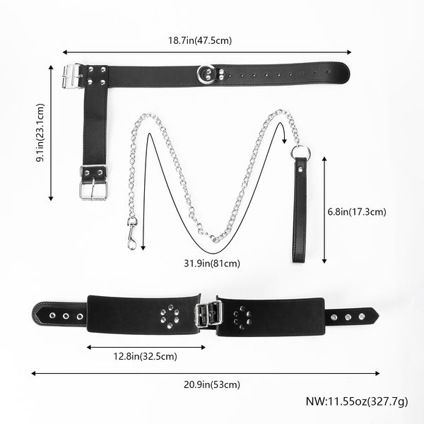 Leather Black Neck to Wrist Bondage Restraints for Sex Couples