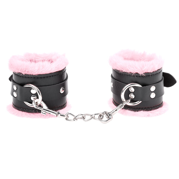 PU Leather Plush Handcuffs for Adult Role Play