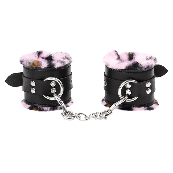 PU Leather Plush Handcuffs for Adult Role Play