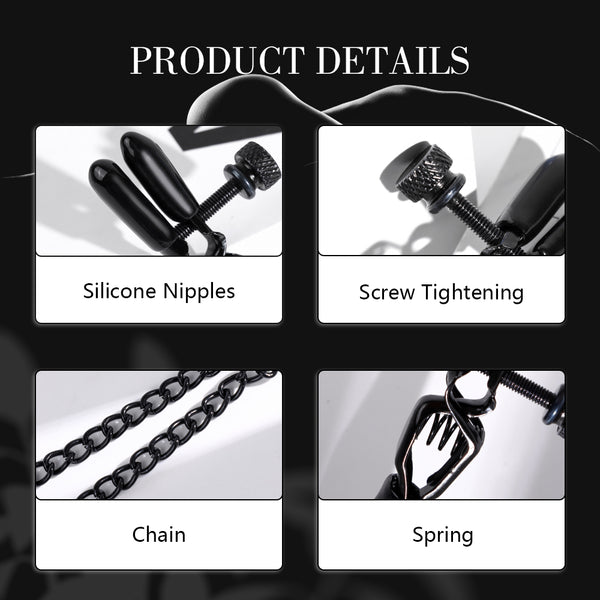 Black Metal Nipple Clamps with Chains