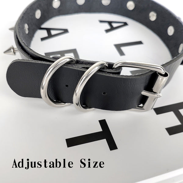 Black Rivet Collar Long Chian 47.2inch
