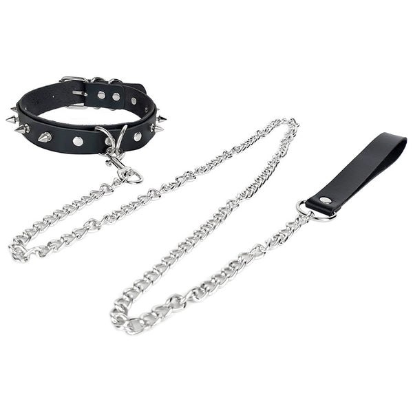 Black Rivet Collar Long Chian 47.2inch