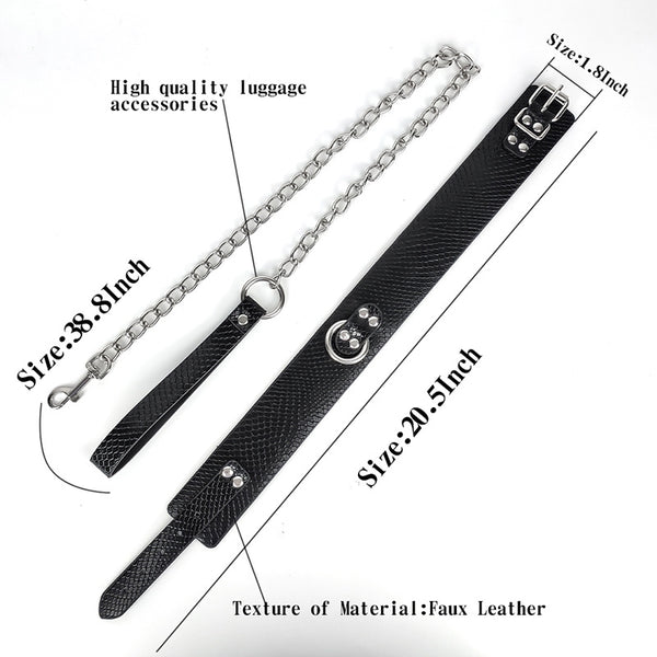 Black Rivet Collar Long Chian 47.2inch