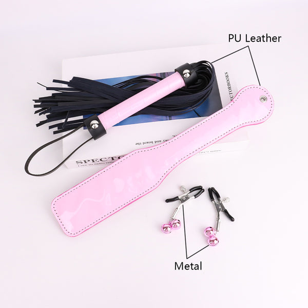 3pcs BDSM Bondage sets Paddle Flogger Nipple Clamps