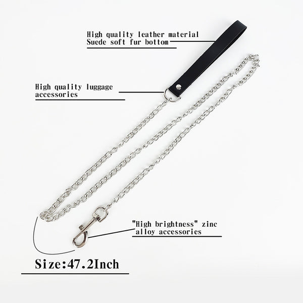 Black Rivet Collar Long Chian 47.2inch