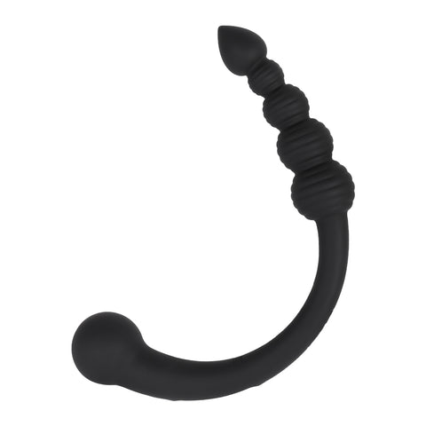 Black Pull Beads Vibrator Plug BDSM