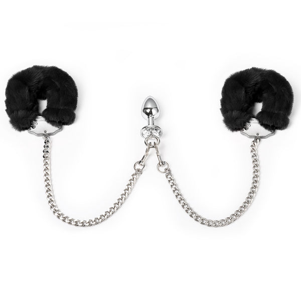 Handcuffs Anal Plug Butt Bondage Metal Restraint Toys