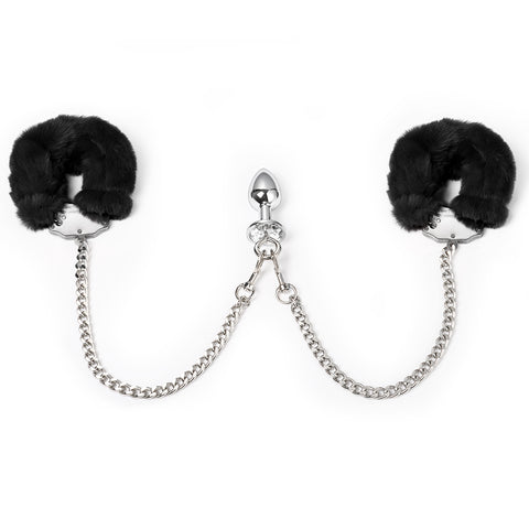 Handcuffs Anal Plug Butt Bondage Metal Restraint Toys
