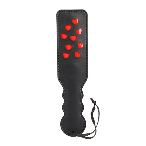 Hollowed Heart-Shaped PU Leather Spanking Paddle for Adult