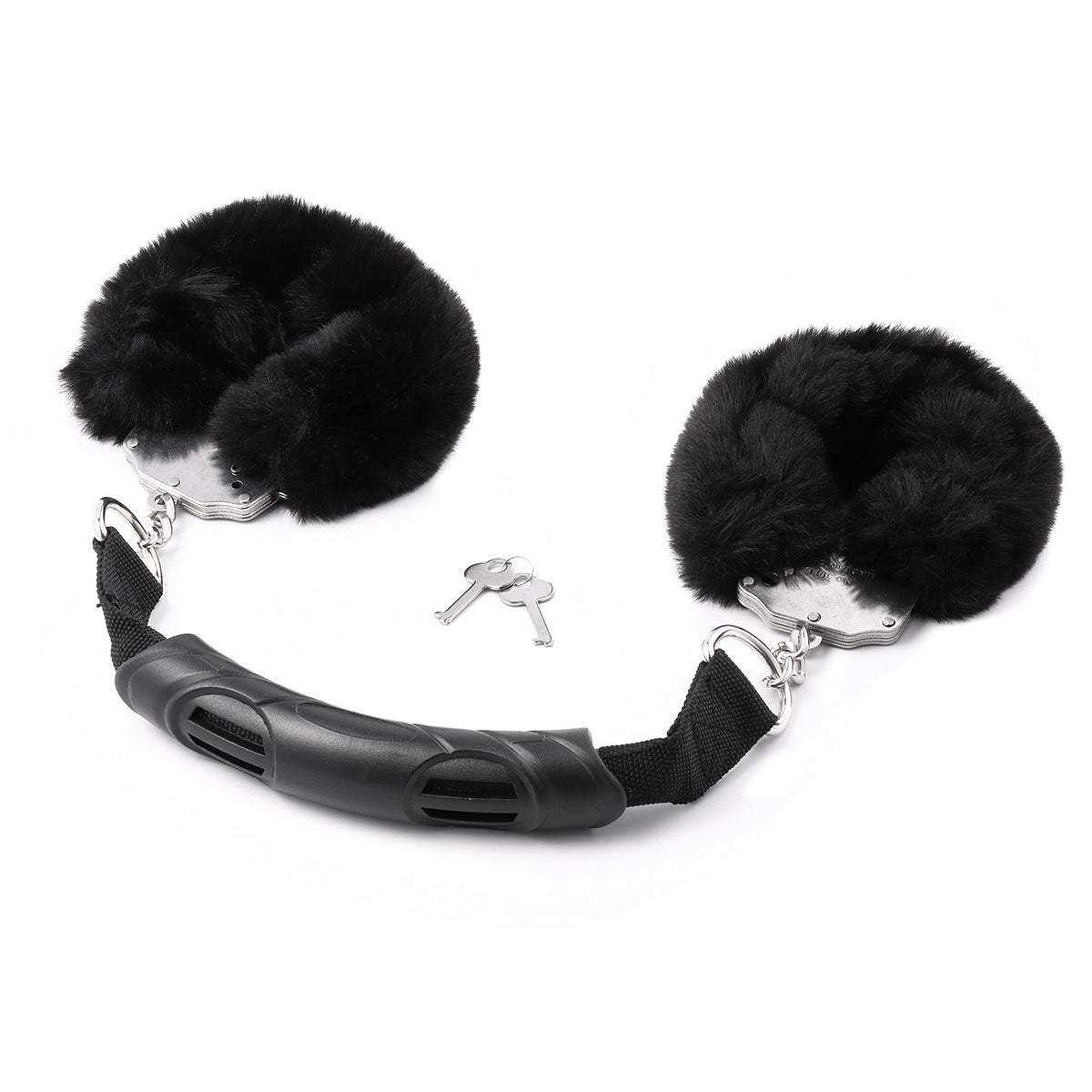 Furry Metal Handcuffs with Handle Plush Restraints for Sex