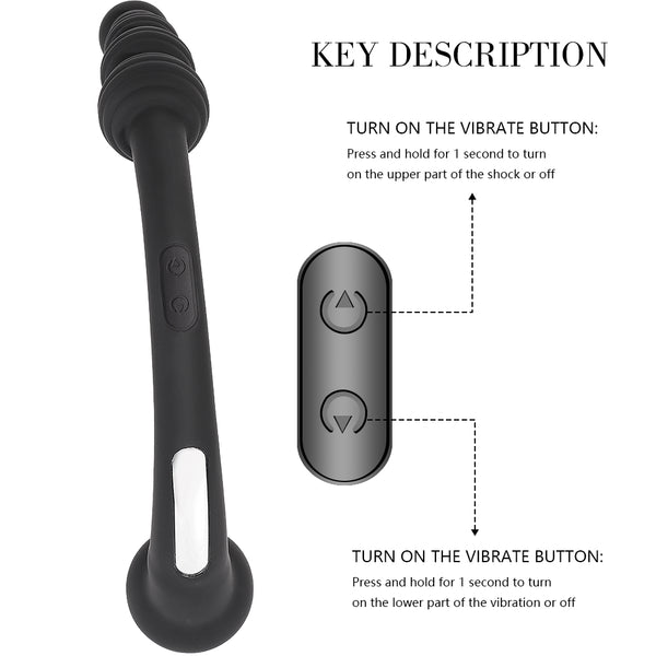 Black Pull Beads Vibrator Plug BDSM