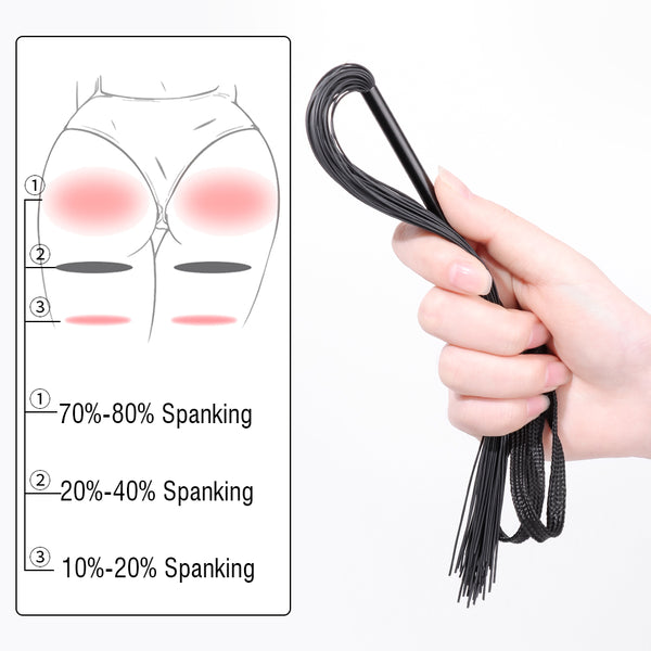 Fouet BDSM à longs pompons pour jeux de rôle en couple