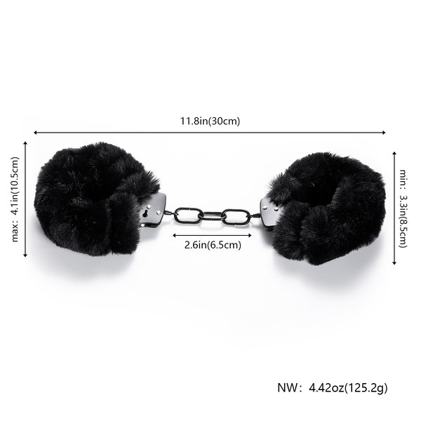 Black Furry Handcuffs with Keys
