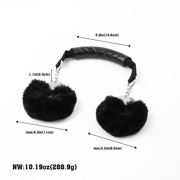 Furry Metal Handcuffs with Handle Plush Restraints for Sex