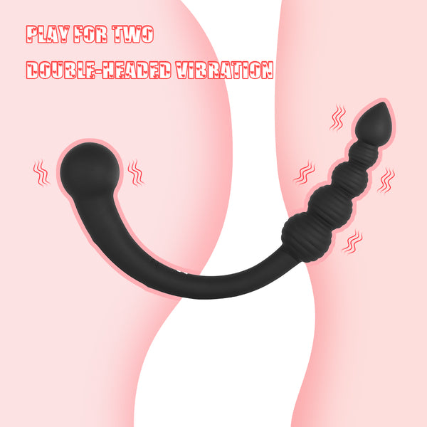 Black Pull Beads Vibrator Plug BDSM