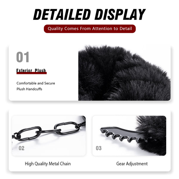 Black Furry Handcuffs with Keys