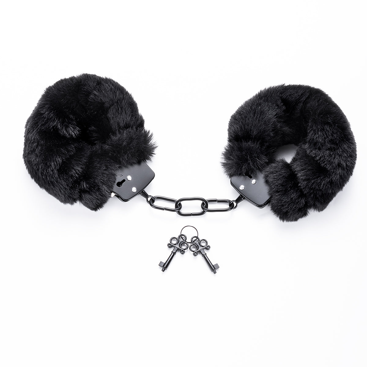 Black Furry Handcuffs with Keys