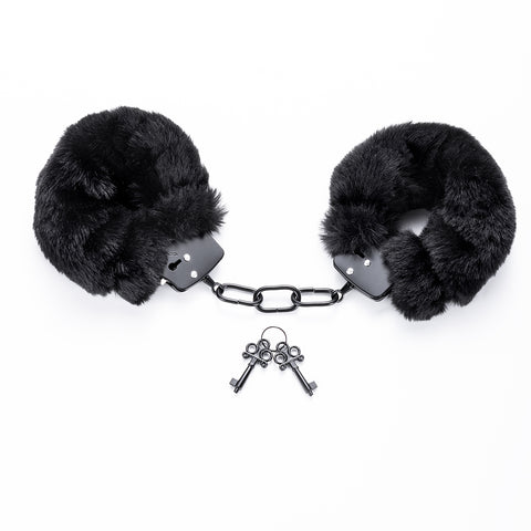 Black Furry Handcuffs with Keys