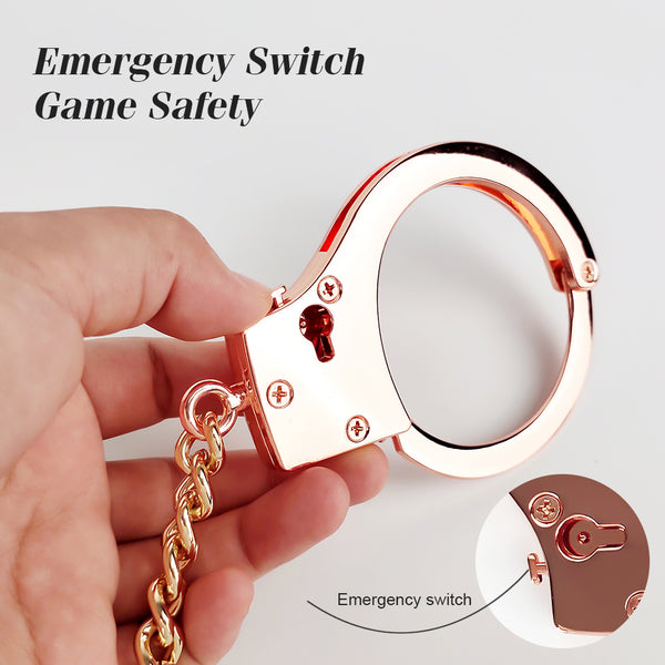 Menottes de retenue BDSM en métal doré pour cosplay sexuel 