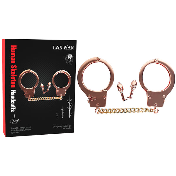 Menottes de retenue BDSM en métal doré pour cosplay sexuel 