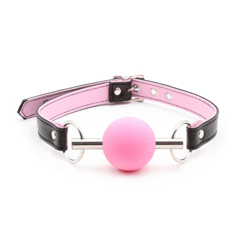 Mouth Ball Gag with Pu Silicone Metal Accessories Adult Sex Play