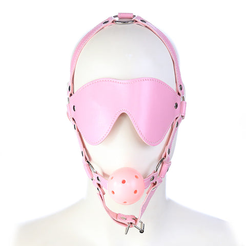 Blindfold with Breathable Ball Gag Pu Plastic for Adult SM Play