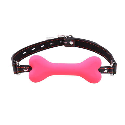 Locking Bone Gag M 63 cm Sex Play Product PU  Silicone  Adult