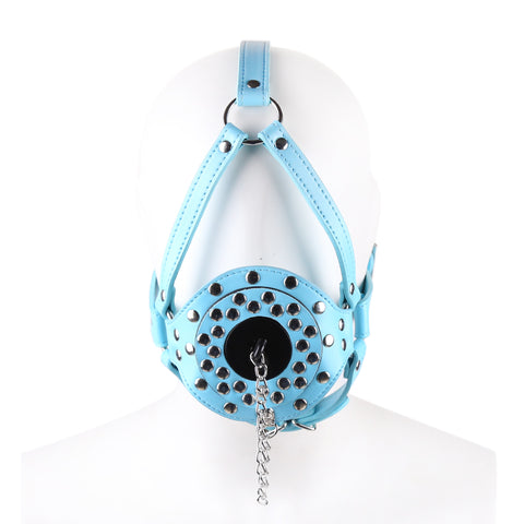 Studded Full Head Gag PU Metal SM Play Couples
