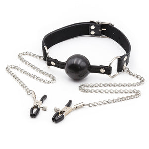 Mouth Ball Gag with  PU TPR Metal Adult Sex Play 60 cm