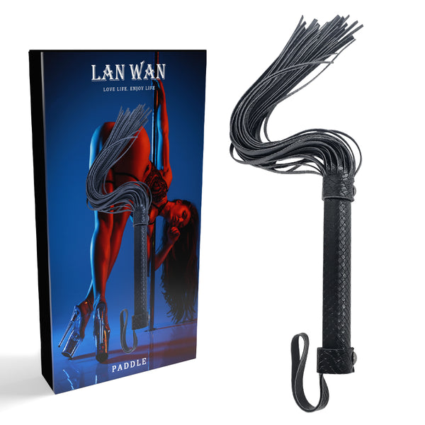 Fouet en cuir PU serpent noir pour jeu d'esclave BDSM 