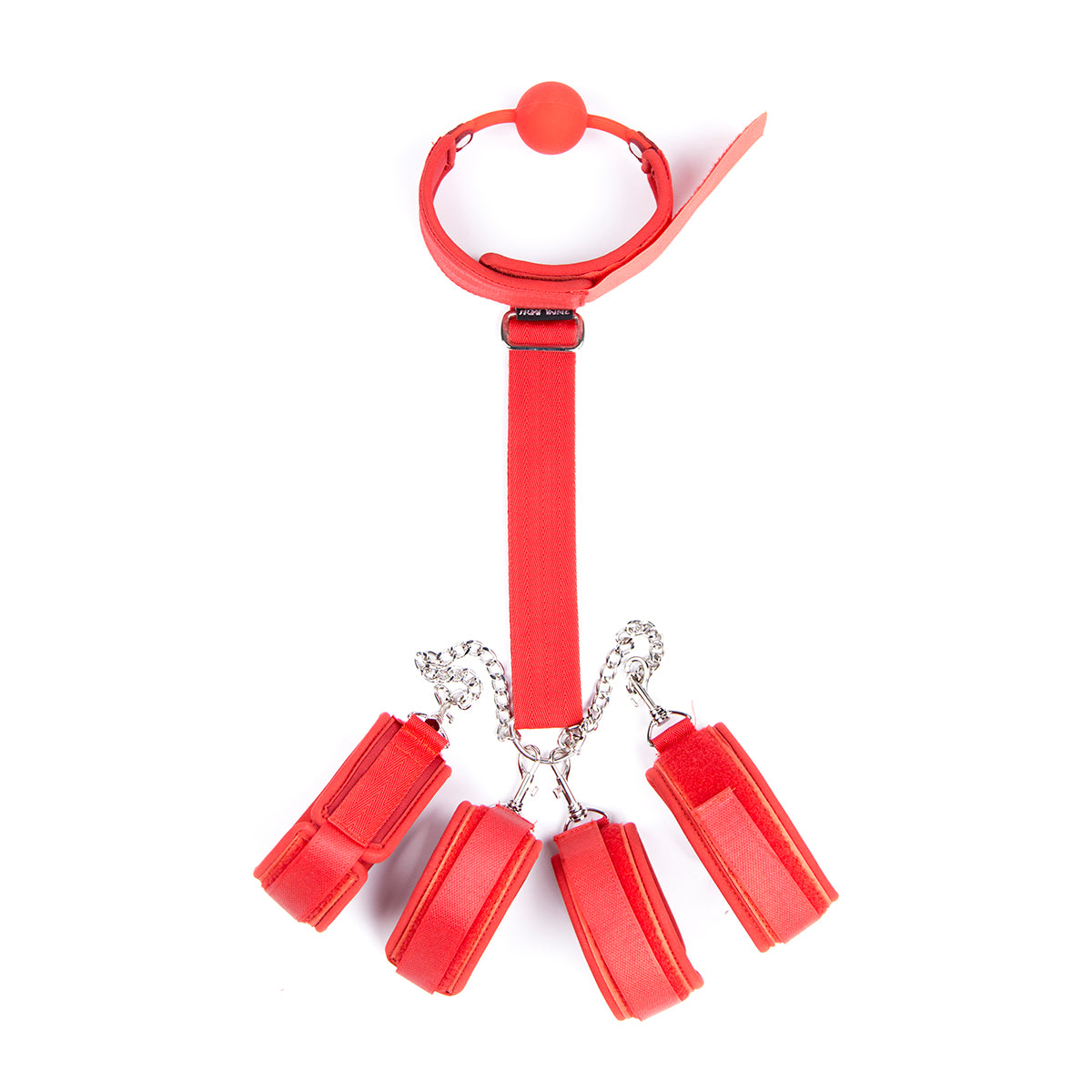 Bâillon en nylon avec menottes et contraintes