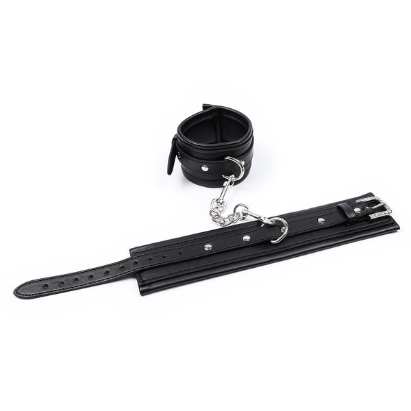 PU Leather Ankle Cuffs With Chain Accessories